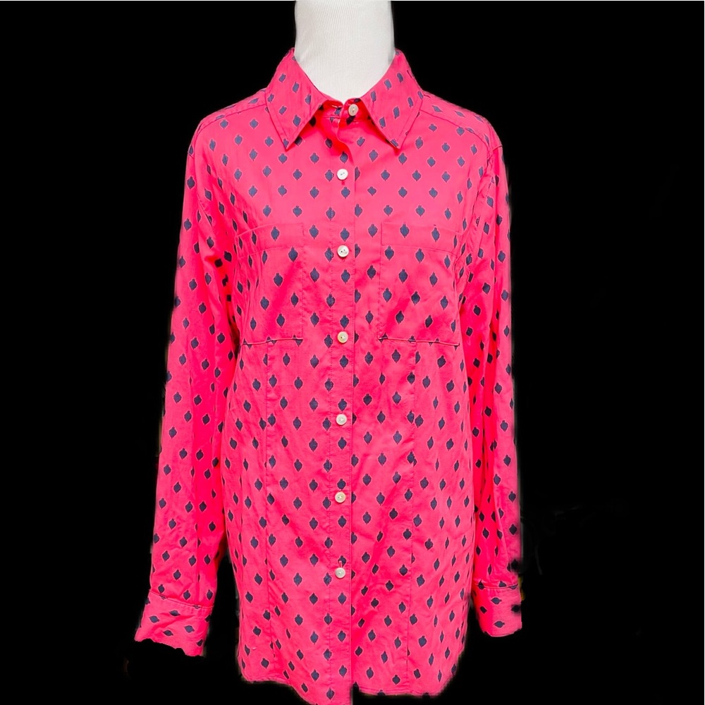 Fox Croft womens Classic Long Sleeve Roll Tab Button Down Shirt  Size 14W